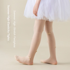 Medias de Lentejuelas Blancas con Lazo para Niñas, Pantimedias Ultrafinas Transpirables Anti-rozaduras Cortables para Verano - Product Image 2