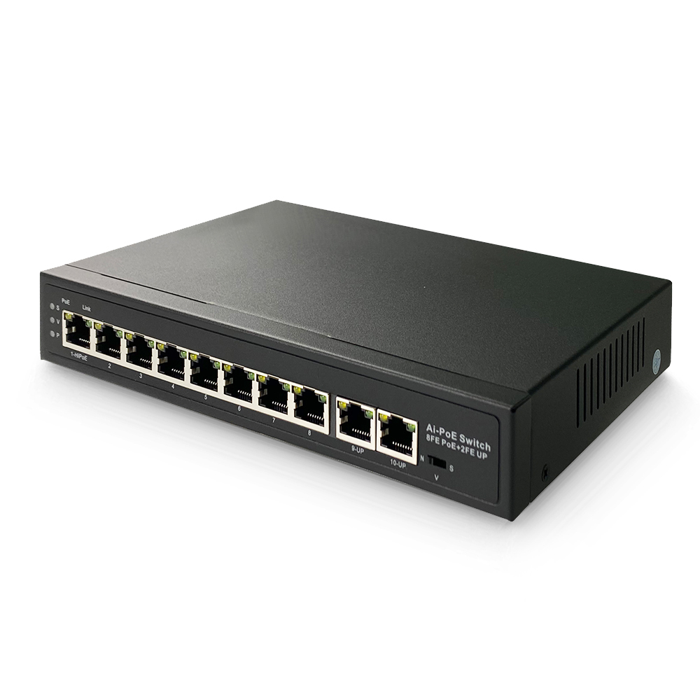 100Mbps Fast Ethernet 24V 48V PoE Switch 8 PoE Port with 2*100Mbps RJ45 Uplinks for Hikvision CCTV Camera · image 2