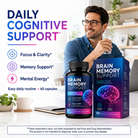 Kapsul Pendukung Daya Ingat Otak Potensi Tinggi 300mg Lion's Mane 300mg Bacopa untuk Vitalitas Kognitif Suplemen OEM ODM Grosir