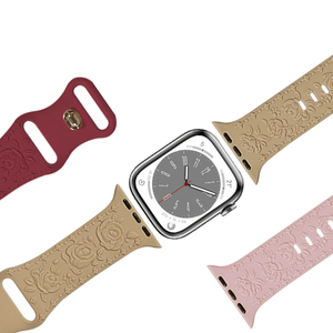 Correa de Reloj de Silicona Suave con Grabado Floral para Mujer, Correa con Flores en Relieve para Relojes Apple y iWatch - Product Image 4