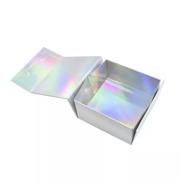 Cajas de Regalo de Cartón Kraft Hechas a Mano con Cierre Magnético Holográfico, Embalaje Plegable con Laminado Mate para Calcetines y Pieles