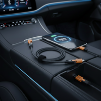Câble de charge rapide 3 en 1 USB Type C Lightning pour voiture Chargeur de téléphone portable