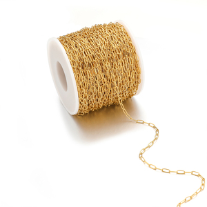 Nieuw Ontwerp Roestvrijstalen Kettingrol 18K Echt Vergulde 2.5Mm * 6.5Mm Lange Platte Ketting Voor Het Maken Van Ketting Sieraden - Product Image 4