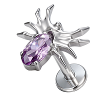 Clous d'oreille en titane ASTM F136 16G, motif araignée en zircon, boucles d'oreilles dorées en forme d'animal, bijoux de piercing tendance pour cartilage, tragus, hélix