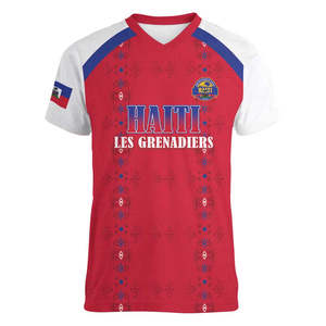Maillot de football Haïti 2026WC – Nouveau <span class=keywords><strong>T</strong></span>-<span class=keywords><strong>shirt</strong></span> essentiel à <span class=keywords><strong>col</strong></span> en <span class=keywords><strong>V</strong></span> pour <span class=keywords><strong>homme</strong></span> de la Fédération Haïtienne de Football (HAÏTISEATA) à manches courtes - Product Image 4