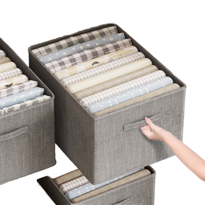 Caja de Almacenamiento de Ropa Moderna y Minimalista de Algodón y Lino, Plegable, Sin Tapa, Apilable, Organizador de Armario con Asas <span class=keywords><strong>para</strong></span> <span class=keywords><strong>Guardar</strong></span> <span class=keywords><strong>Pantalones</strong></span> - Product Image 1