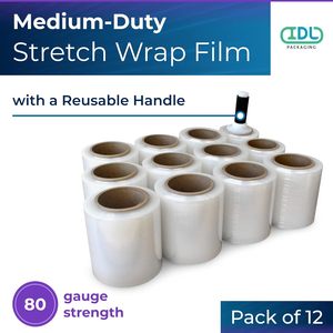 <b>Stretch</b> <b>Wrap</b> <b>Stretch</b> Film, Industrial Strength Clear Plastic <b>Wrap</b> with Handles for Pallet Wrapping Shipping Moving - Product Image 2