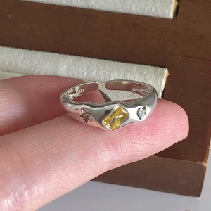 Bague superposée en argent sterling S925, design original, cœur irrégulier, étoile, couleur bonbon jaune vert, zircon, avec incrustation en forme d'œil - Product Image 2