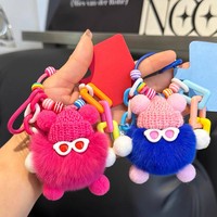 Porte-clés pendentif mignon en peluche 'Petit Boule de Charbon', style Art Moderne exquis, écologique, accessoire DIY pour sac et sac à dos, populaire auprès des influenceurs