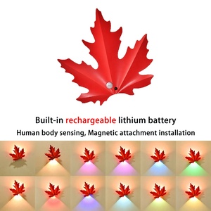 Maple Leaf Motion Sensor LED Night <b>Light</b> Rechargeable Magnetic RGB Wall Lamp <b>Decor</b> <b>Light</b> for Bedroom Corridor Stair Home <b>Decor</b> - Product Image 1
