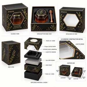 Caja de Regalo Personalizada con Logotipo THYME HONEY, Base Rígida, Tapa con Cierre Magnético, Impresión Brillante CMYK, Caja de Cartón Gris Personalizada OEM - Product Image 4