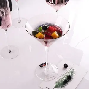 Telsen Grosir Mewah Biru dan Emas Rose Gelas Anggur Champagne Seruling Koktail Martini Decanter Tanpa Tangkai Tumbler Kacamata