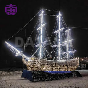 Illuminated 3d Sailboat <b>Christmas</b> Display <b>Lights</b> For City Squares Seaside Resorts And Outdoor Holiday Landmark Installations - Product Image 3