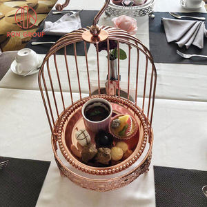 Elegance parti doğum günü tatlı masa tepsi kuş kafesi gıda ekran standı gümüş ve altın kafesi kek standı ikindi çayı için - Product Image 6