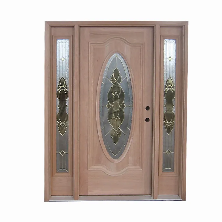 Basit ucuz dış katı meşe kapılar ahşap cam kapi tasarım