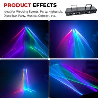 Lampu Panggung Laser LED RGB Empat Mata Kontrol DMX512, Finishing Krom Besi, 4 Kepala, Full-Color, IP33, Dapat Diredupkan, untuk Taman Hiburan, KTV, dan Tari