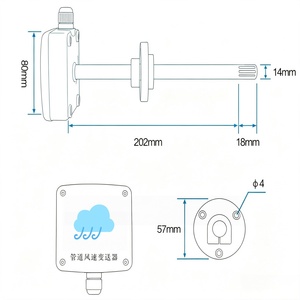 Meilleur Prix Capteur de <span class=keywords><strong>Vitesse</strong></span> d'Air Industriel Type Buse 0-30ms 4-20mA Sortie Modbus Installation en Conduit Capteur de Température et d'Humidité - Product Image 5