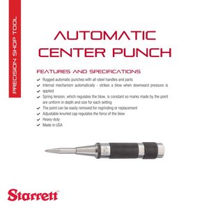Premium Lightweight Knurled 5-1/4&quot; Automatic Center Punch <strong>11/16</strong>&quot; Diameter Adjustable Stroke Steel <strong>Chisel</strong> &amp; Punches - Product Image 6