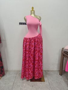 STOCK due colori monospalla abito donna stampa floreale Maxi abito <span class=keywords><strong>taglie</strong></span> forti Vestidos S-XL - Product Image 2