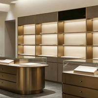 Étagères personnalisées pour magasins de tabac : Panneaux rainurés classiques éclairés par LED pour vitrines murales de boutiques de cigares