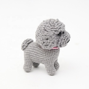 100% fatto a mano all'uncinetto cane giocattolo adorabile orsacdie animato cucciolo portachiavi per bambini su misura a maglia con riempimento in cotone PP - Product Image 3