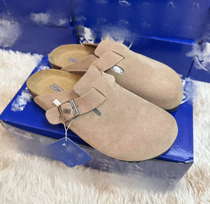 Sabots plats à plateforme pour femmes en daim respirant, sandales orthopédiques à bout fermé roses, <span class=keywords><strong>mules</strong></span> en cuir et liège, collection Printemps - Product Image 4