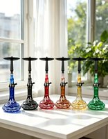 Chicha de luxe grande taille en alliage d'aluminium, finition miroir, portable, écologique, accessoires pour fumeurs - Coffret cadeau inclus