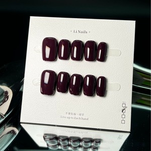 Handmade Press on Nails 10pcs Luxury <strong>Grape</strong> Purple Acrylic False Nails Salon Quality Reusable Solid Color Stick on Nails - Product Image 2