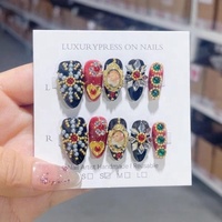 Nouvelle Mode Ongles de Canard en Strass de Luxe Style Français Ongles Artificiels de Luxe Conçus sur Mesure