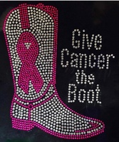 Applique de cancer du sein de transfert de strass à motif d'aile de ruban rose thermocollant pour sacs et vêtements en verre