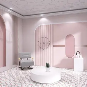 3D粉色甜美风格美容院背景壁纸