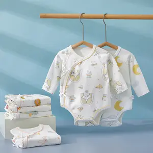 Roupas infantis de 100% algodão, roupas para bebês, recém-nascidos, primavera, bebês, macacão de malha macia com desenhos animados, macacão infantil