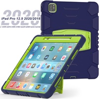 Housse de protection robuste en silicone antichoc pour tablette iPad Pro 12,9 pouces 2018 3e génération/2020 avec béquille