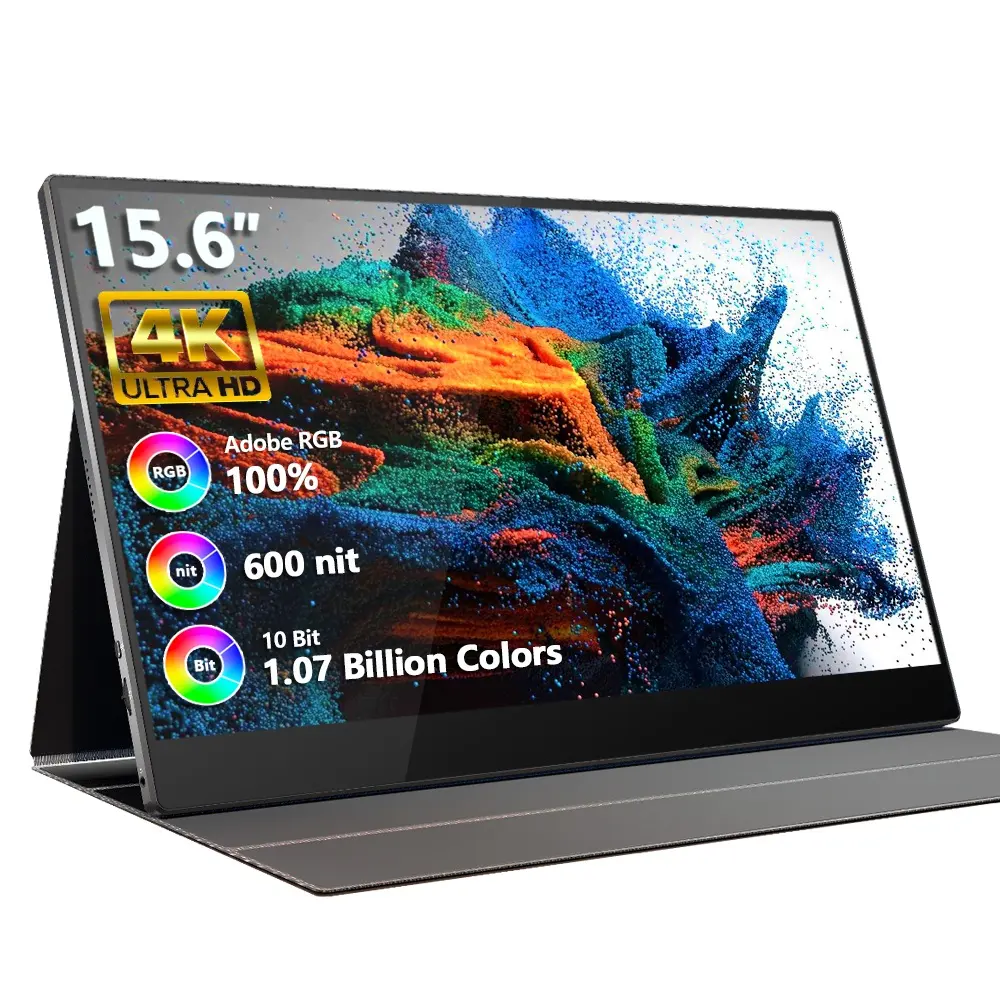 15.6 4k inç taşınabilir ikinci dokunmatik ekran Lcd oyun monitörü 100% NTSC 1500:1 USB C harici monitör Laptop için PC telefon kılıfı