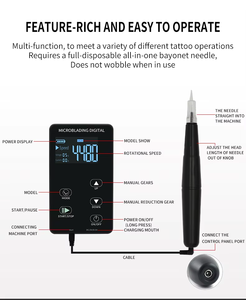 <span class=keywords><strong>Bluesky</strong></span> Digital Wireless Microblading Kit Máquina de tatuaje de acero inoxidable para maquillaje <span class=keywords><strong>permanente</strong></span> Ombre Brows Hair Stroke Shading - Product Image 6