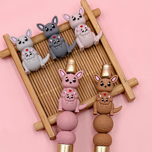 Cute <b>Silicone</b> Kangaroo <b>Beads</b> With Baby For Jewelry Making Mixed Colors Animal Charms DIY Accessories - Product Image 2