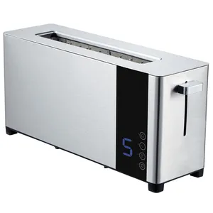 Smart Touchscreen LCD-Display Edelstahl Long Slot Toaster angepasst, Home Breakfast 2 Scheiben Pop-up Brot Toaster