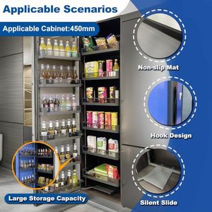 Cesta extraíble alta para mueble de cocina, accesorios de almacenamiento para despensa, cesta para despensa de cocina - Product Image 5