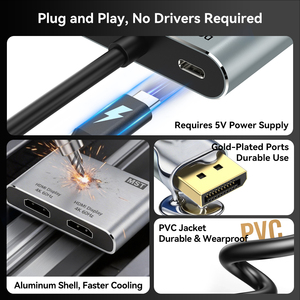 <span class=keywords><strong>Adaptateur</strong></span> répartiteur DP vers double <span class=keywords><strong>HDMI</strong></span> 4K/60Hz, convertisseur DP vers 2 <span class=keywords><strong>HDMI</strong></span> <span class=keywords><strong>pour</strong></span> affichage multi-écrans, idéal <span class=keywords><strong>pour</strong></span> PC, ordinateur portable, bureau et jeux - Product Image 2