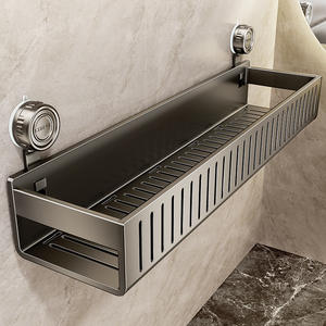 Étagère de salle de bain à fixation par ventouse, forte capacité de charge, rectangulaire, double couche, profondeur 8-11,9 pouces, support mural durable - Product Image 5