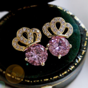 Orecchini a Perno con Corona Lucida per Donne, Stile Coreano Trendy, Accessori per Orecchie alla Moda, Regalo per Uso Quotidiano e Feste - Product Image 2