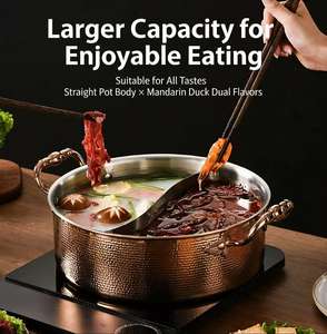 Olla de Acero Inoxidable de Alta Calidad Yolesen con Tres Capas y Patrón Martillado para Caldo Claro de Doble Sabor Estilo <span class=keywords><strong>Ruffini</strong></span> - Product Image 2