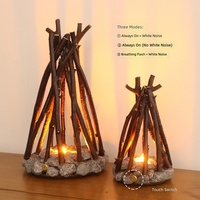 Veilleuse créative de luxe en pierre et branche, faite à la main, avec LED 3D effet feu de camp, éclairage d'ambiance, ornement de bureau