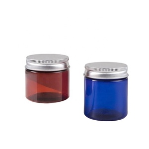 Amber Green Blue Wide Mouth Custom Logo Transparent Luxury <b>Plastic</b> Cream <b>Jar</b> With Aluminium Lid - Product Image 1