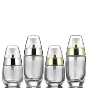 Egg Shape Glass Essential Oil Foundation Cream Bottle For Cosmetic Container With Lotion Pump Travel Packaging