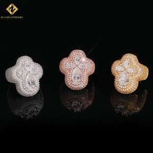 Wholesale Factory Price Flower Moissanite Cocktail <b>Ring</b> Pave <b>Set</b> S925 <b>Sterling</b> <b>Silver</b> Women's Cross Wedding Pear Cut <b>Ring</b> - Product Image 1