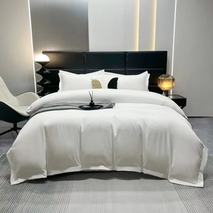 Nouvel ensemble de couette en polyester épais <span class=keywords><strong>160g</strong></span> à bord large, couleur unie, respirant, toutes saisons, quatre pièces, pour hôtels étoilés - Product Image 2