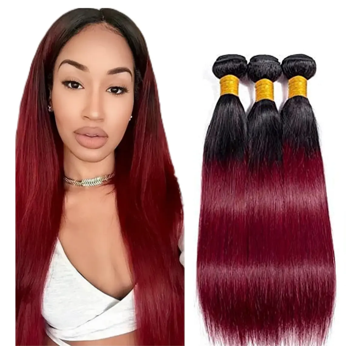 Giá rẻ bán buôn Ombre t1b/99j # 9A lớp Brazil Remy Trinh lớp biểu bì phù hợp thẳng con người tóc Weave bó