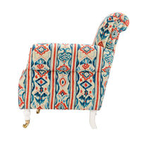 Chaise de luxe de style français rétro médiéval, modèle Tigre, en coton et lin, dossier haut, avec pieds en bois, pour chambre, balcon, maison, style campagnard américain