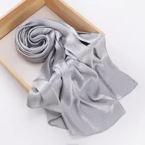 2023 new textured silk hijab crepe crinkle soft satin silk hijabs scarf women ladies tudung malaysia shawls and scarves